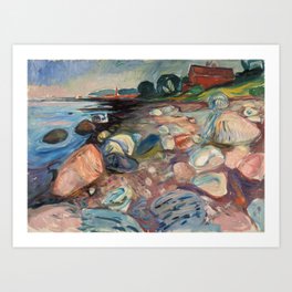 Shore with Red House by Edvard Munch Art Print
