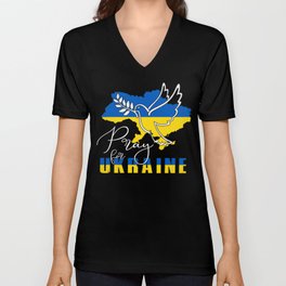 Ukranian flag peace for ukraine pray for ukraine V Neck T Shirt