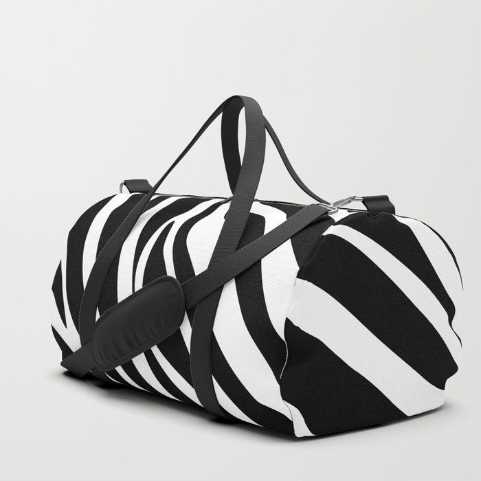 Mid Century Modern Zebra Print Pattern - Black and White Duffle Bag