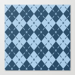Retro Blue Argyle Pattern Canvas Print