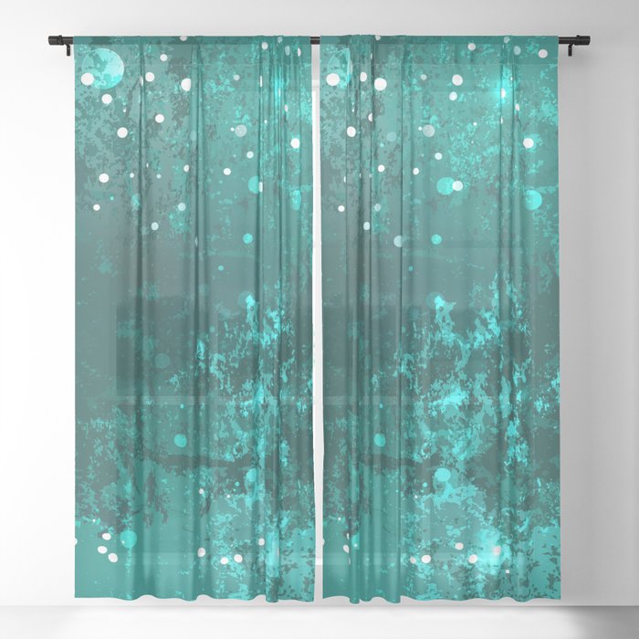 Emerald Glitter Background Sheer Curtain