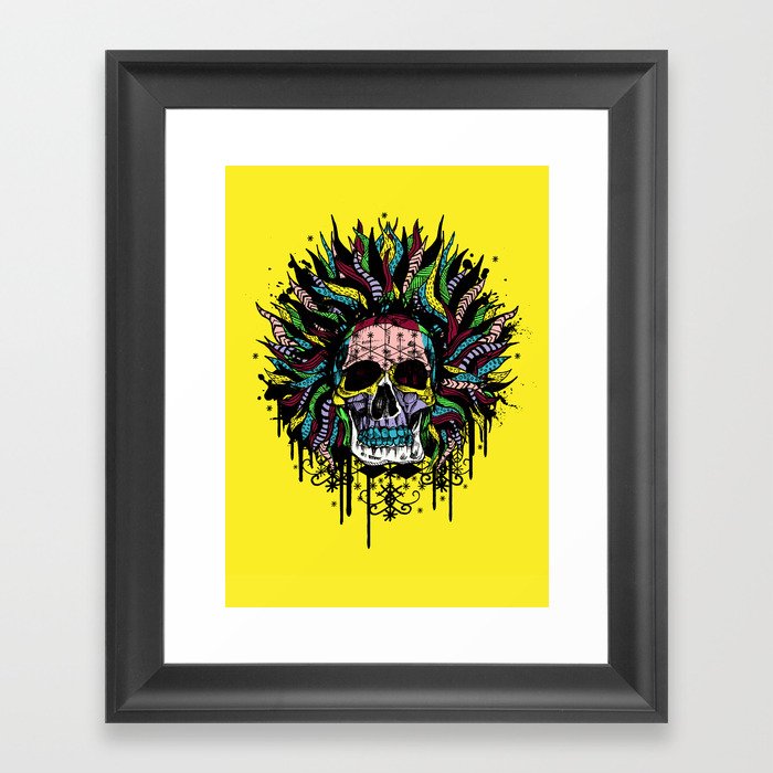 Magical Voodoo Skull Warrior Framed Art Print