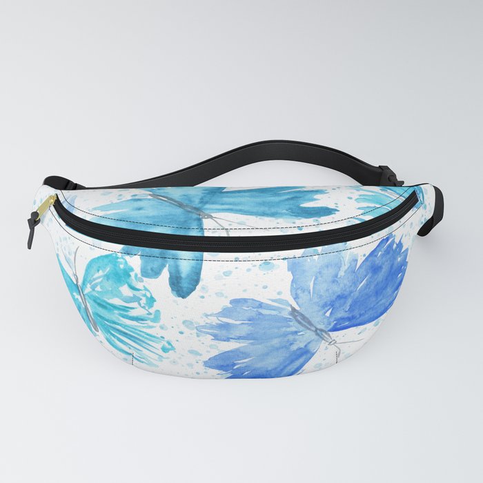 Watercolor Blue and Turquoise Butterflies 2. Fanny Pack