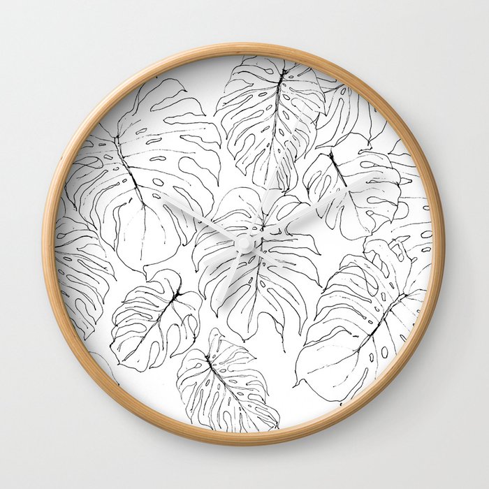 Monstera Deliciosa Delicious Monster Leaves Wall Clock By Kayleepopdesign - 