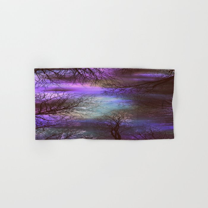 purple and green towels