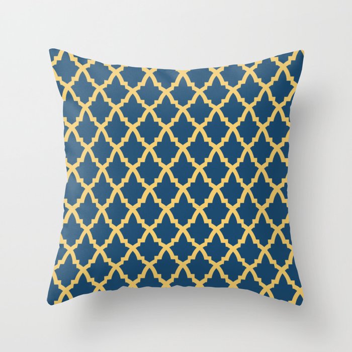 Moroccan Pattern - Blue & Yellow Throw Pillow