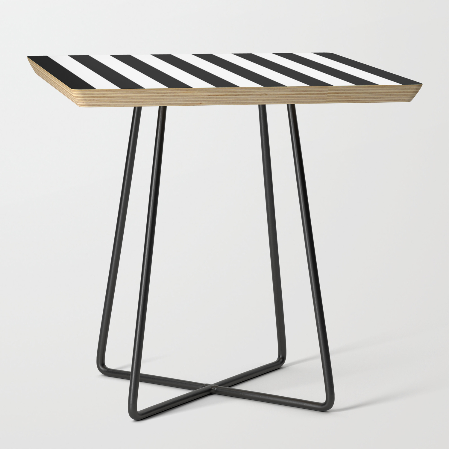 White Stripes Vertical Side Table, Black And White Small End Tables