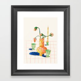 Colored Pencil flower vase, Bright and Vibrant Framed Art Print