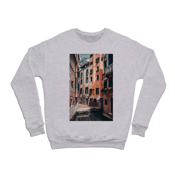 Pink yellow houses on a canal in Venice Italy Crewneck Sweatshirt