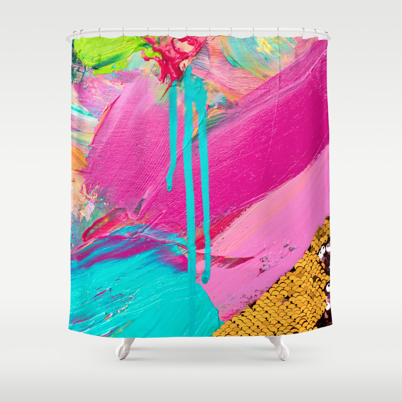 Abstract Acrylic Brushstrokes And Sequins Shower Curtain By Katetoluzakova Society6