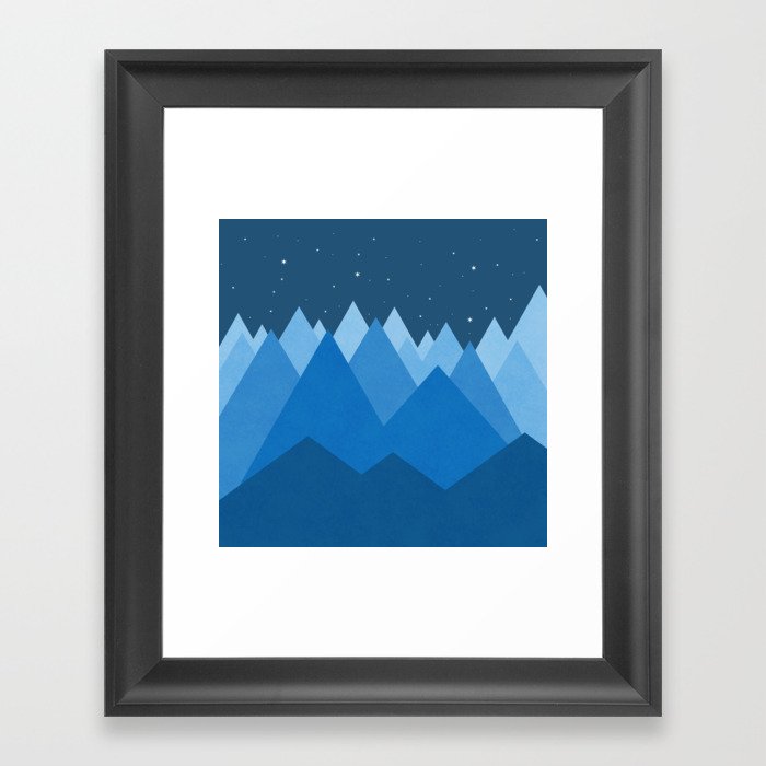 Abstract landscape in blue Framed Art Print