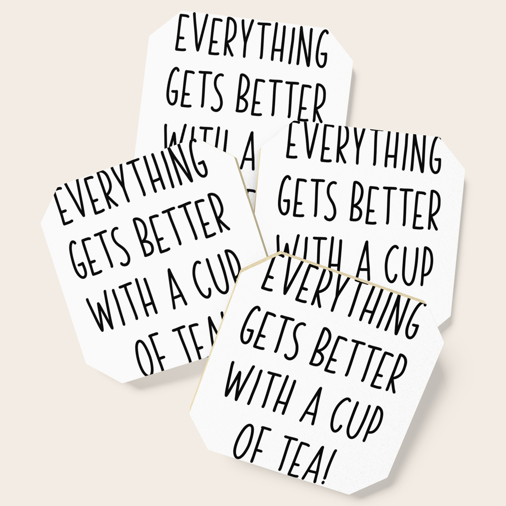 Get The Everything Gets Better With A Cup Of Tea Coasters By Artwarehouse From Society6 Now Accuweather Shop