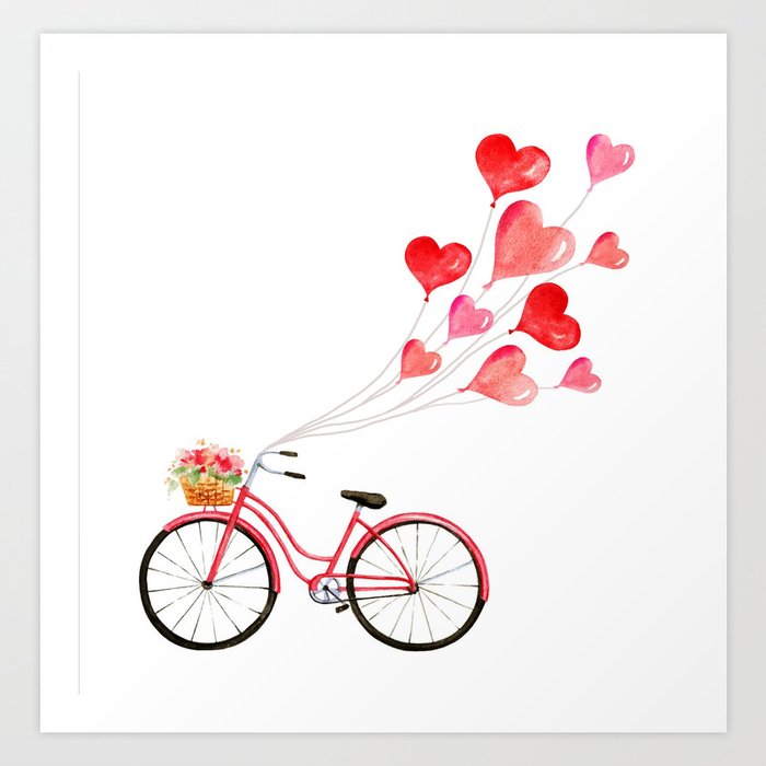 Love on a bicycle Art Print