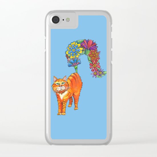 Classy Cat Chloe (Blue) Clear iPhone Case