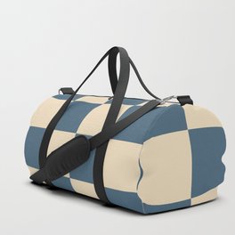 Checkerboard Checkered Checked Check Chessboard Pattern in Blue and Beige Color Duffle Bag