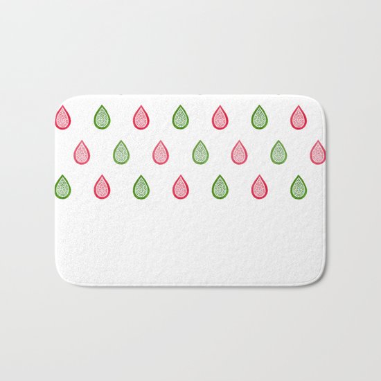 Pink and green raindrops Bath Mat
