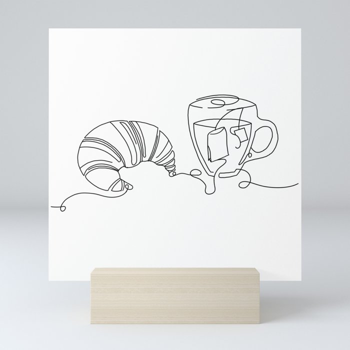 Croissant and Tea Mini Art Print