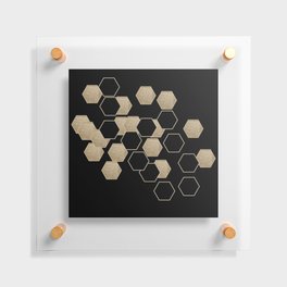 contemporary preppy scandinavian minimalist Black and gold hexagon Floating Acrylic Print