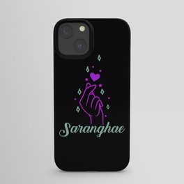 Saranghae Korean Heart K Pop Heart Finger iPhone Case