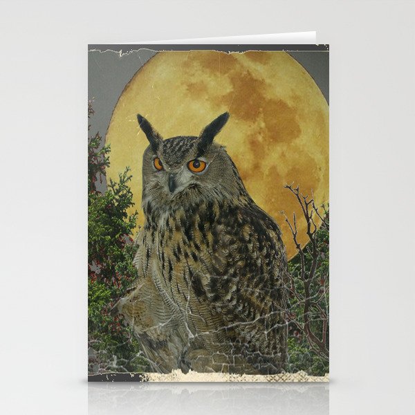 SHABBY CHIC ANTIQUE NIGHT OWL  FULL MOON Stationery Cards