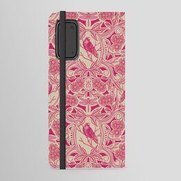 Hot Pink/Red & Cream Crow & Dragonfly Floral Android Wallet Case