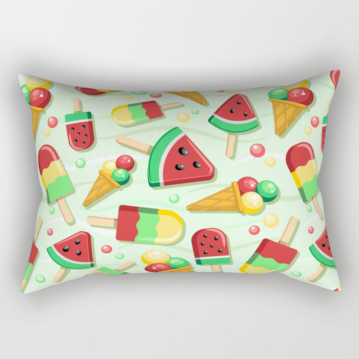 Ice Cream Fruity Juicy and Fresh Summer Pattern Rectangular Pillow