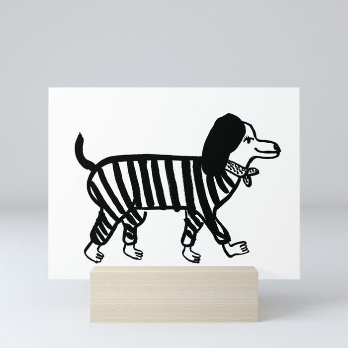 Dog in pijamas Mini Art Print