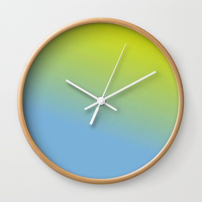 Ombre in Green Blue Wall Clock