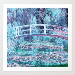 Monet The Water Lily Pond Pastel Ice Blue Pink Art Print