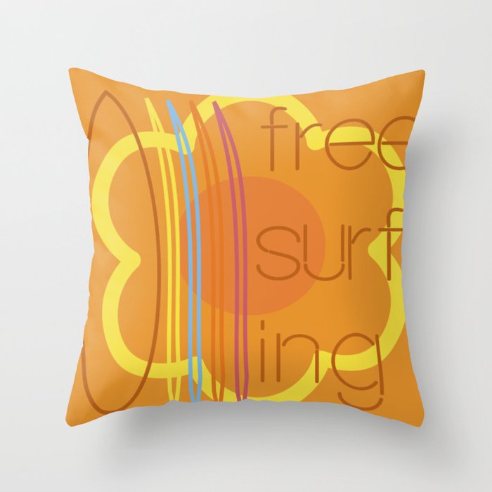 Free surfing Throw Pillow