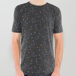 Colorful Night Sky on Black All Over Graphic Tee