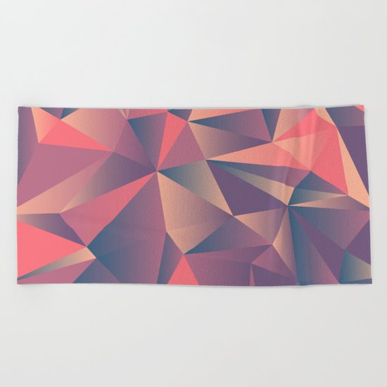 pink purple vintage color geometric Beach Towel
