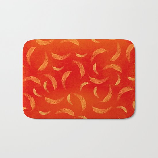 Orange feathers Bath Mat