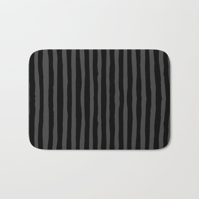 Black and Grey Stripe Bath Mat by abigaillarson | Society6