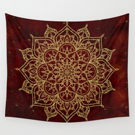 Deep Red & Gold Mandala Wall Tapestry