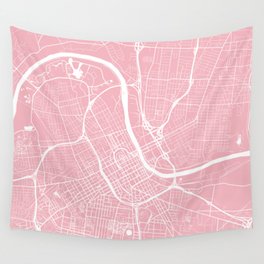 Nashville, Tennessee, City Map - Pink Wall Tapestry | Street, Nashville, Aerial, Rail, America, Road, White, Map, States, Cumberland 