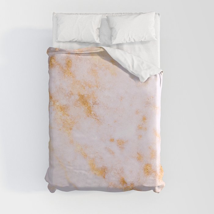 Gold Marble - Shimmery Glittery Pink Gold Marble Metallic Duvet Cover