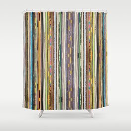 Vintage Used Vinyl Rock Record Collection Abstract Stripes Shower Curtain