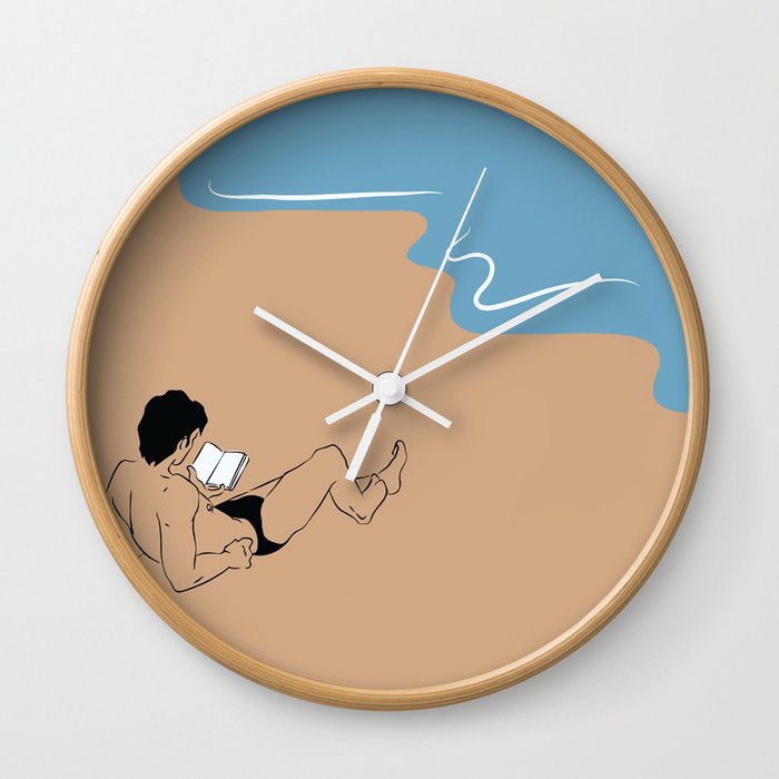 Book At The Beach Wall Clock By Beacondesign