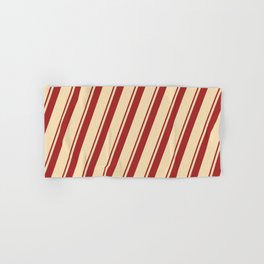 [ Thumbnail: Brown & Tan Colored Lines/Stripes Pattern Hand & Bath Towel ]