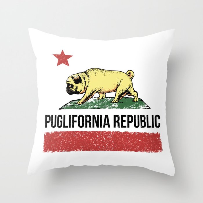 Puglifornia Republic Throw Pillow