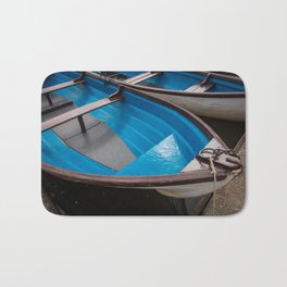 Blue Row Boats Bath Mat | Rowboats, Texture, Line, Boat, Blue, Photo, Pattern, Lake, Water 