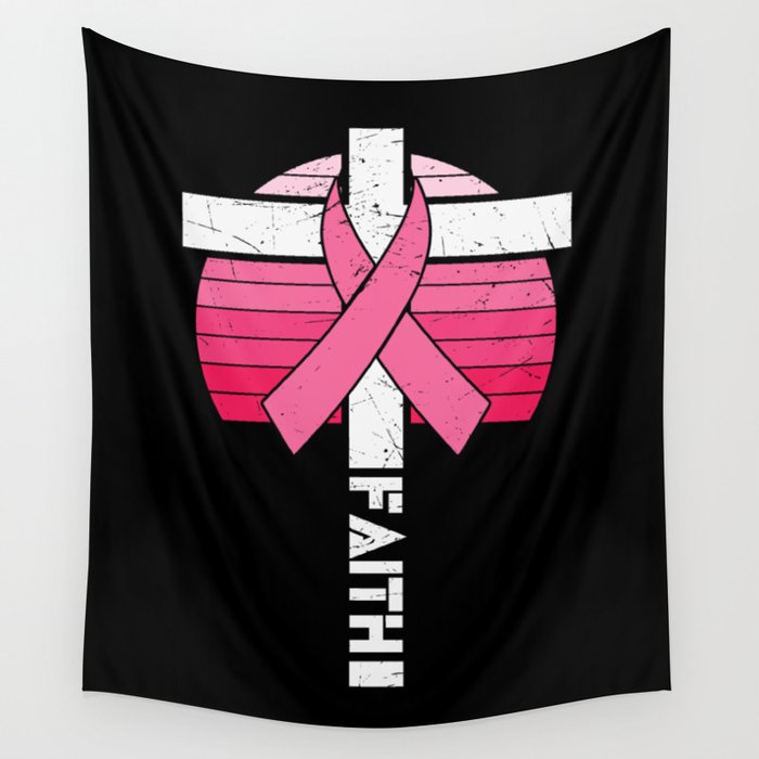 Religious Faith Breast Cancer Awareness Wall Tapestry