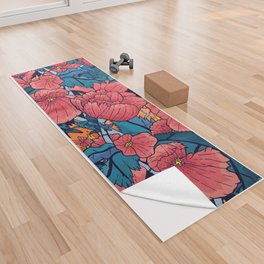 The Red Flowers Yoga Towel