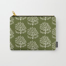 Partridge in a Pear Tree - Green Carry-All Pouch | Treewithbird, Bird, Digital, Drawing, Tree, Pattern 