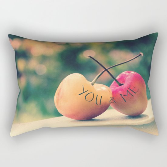 You & Me (Rainier Cherries with Green Bokeh Background) Rectangular Pillow