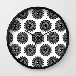 Black and white moon mandala - space art Wall Clock