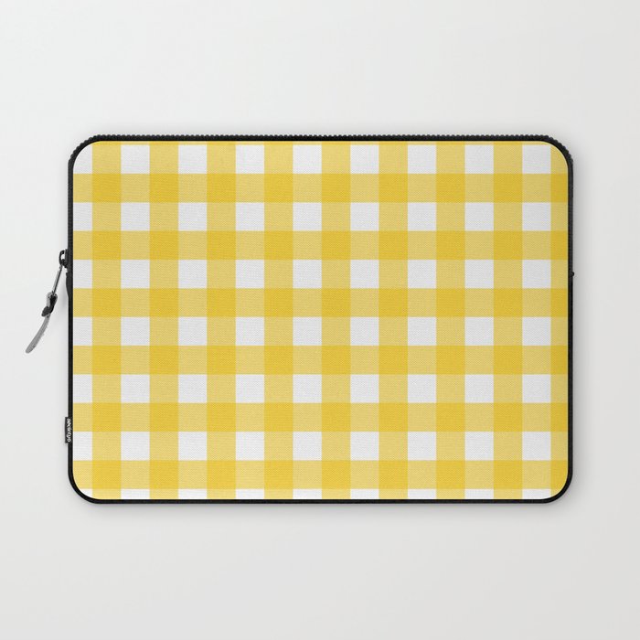 White & Yellow Gingham Pattern Laptop Sleeve