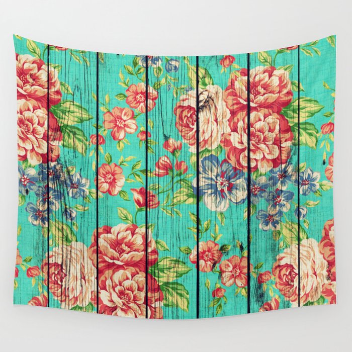 Flowers on Wood 06 Wall Tapestry by serigraphonart Society6