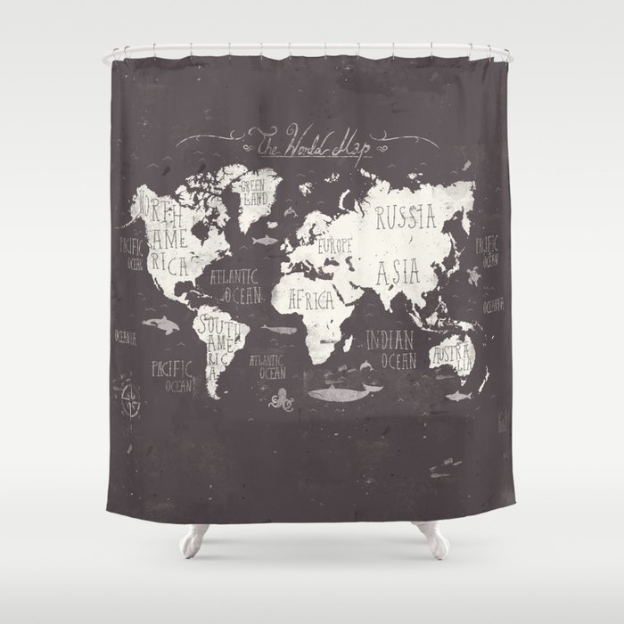 The World Map Shower Curtain by mikekoubou | Society6